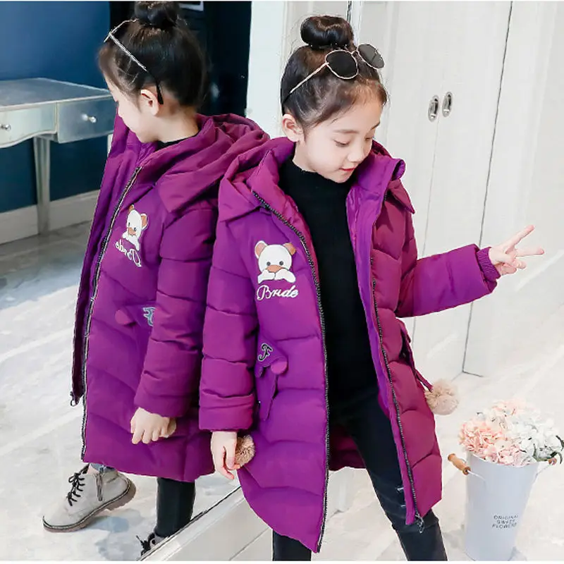 Зимнее пальто для девочек новинка 2019 детская зимняя куртка с рисунком теплая