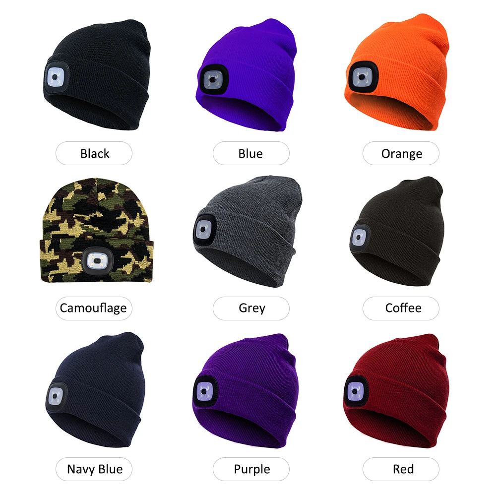 Вязаная шапка унисекс Рыболовная Шапка со светодиодной подсветкой осенне-зимняя