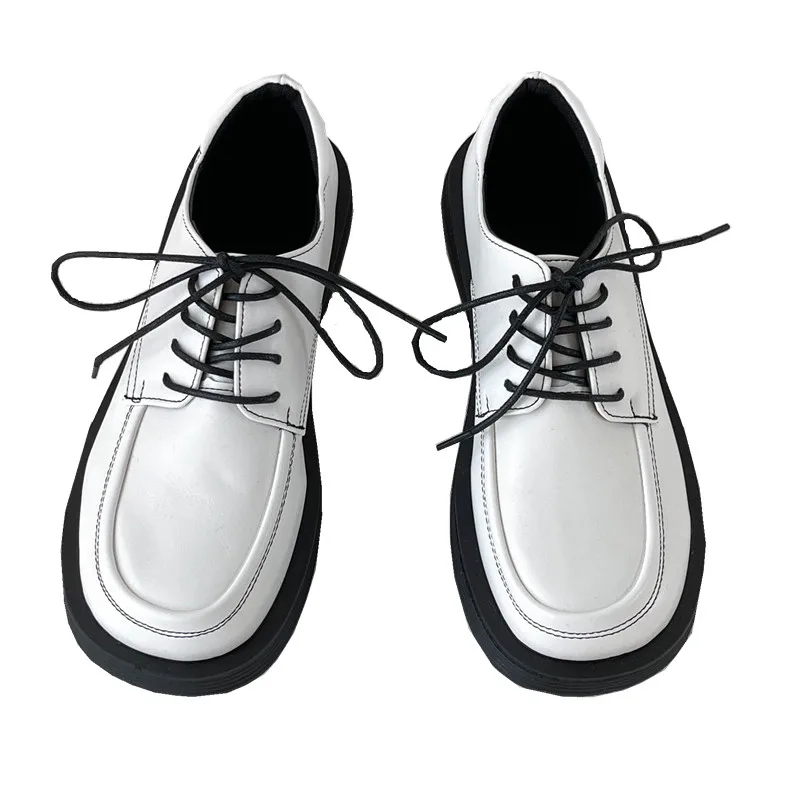 

Retro College Style Low Cut Lace Ladies Single Shoes Spring And Autumn New British Style Small Leather Shoes