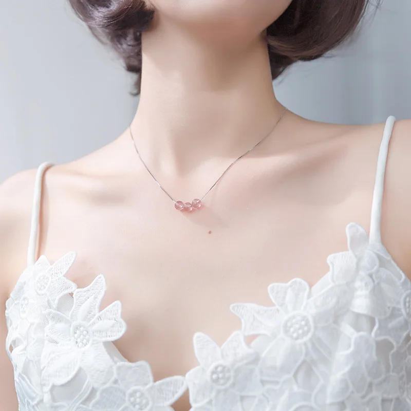 Женское короткое ожерелье Trustdavis серебро 925 пробы с кристаллом клубники