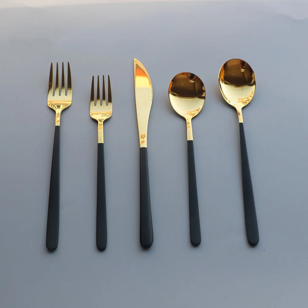 3 шт. черные золотые портативные столовые приборы 304 нержавеющая сталь Настольный