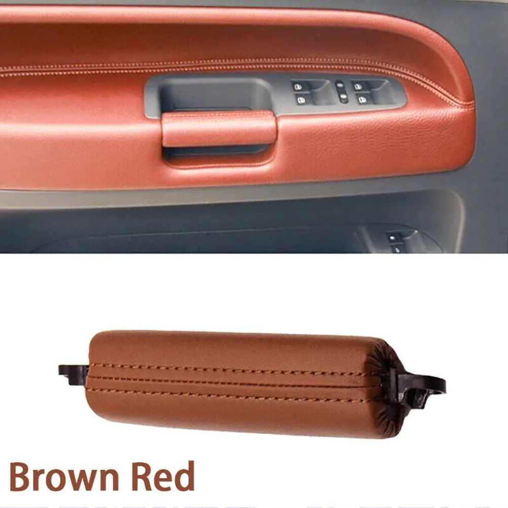 

Rubberized Coating Handle Decoration For Touareg 2003-2010 Brown Red Left Hand Door Driver Leather Pull Handle