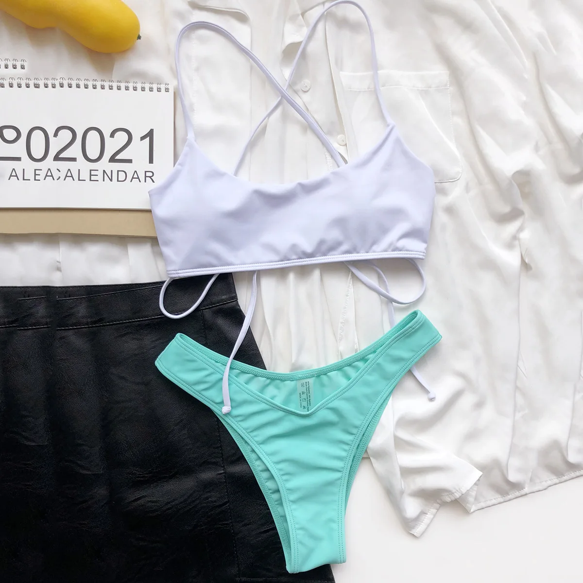 

Sexy Bikini 2021 Women's Swimwear Bandage Swimsuit Female Solid Bikini Set Brazilian Biquini Bathing Suit Swimming Suits Beach