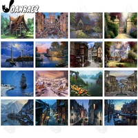 ancient town night view diamond painting 5d diy wall art fantasy castle round diamond inlaid home room decoration accessories