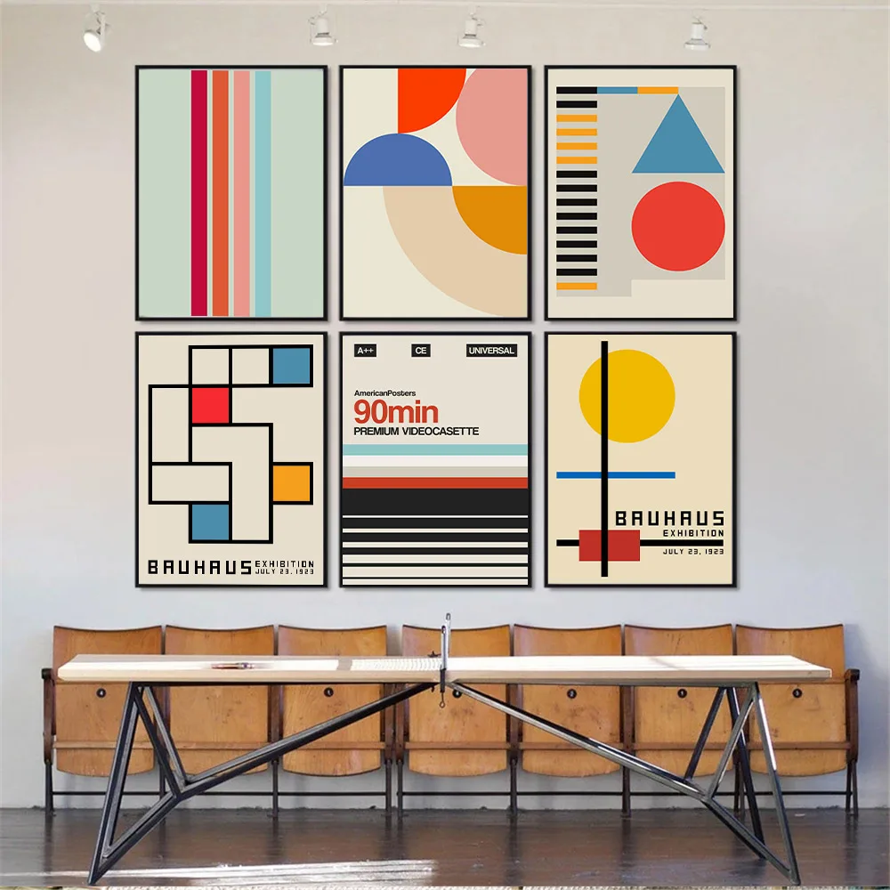 

Bauhaus, выставка, холст, печать, геометрический узор, Постер, абстрактная линия, живопись, скандинавские ретро настенные картины, декор для гостиной