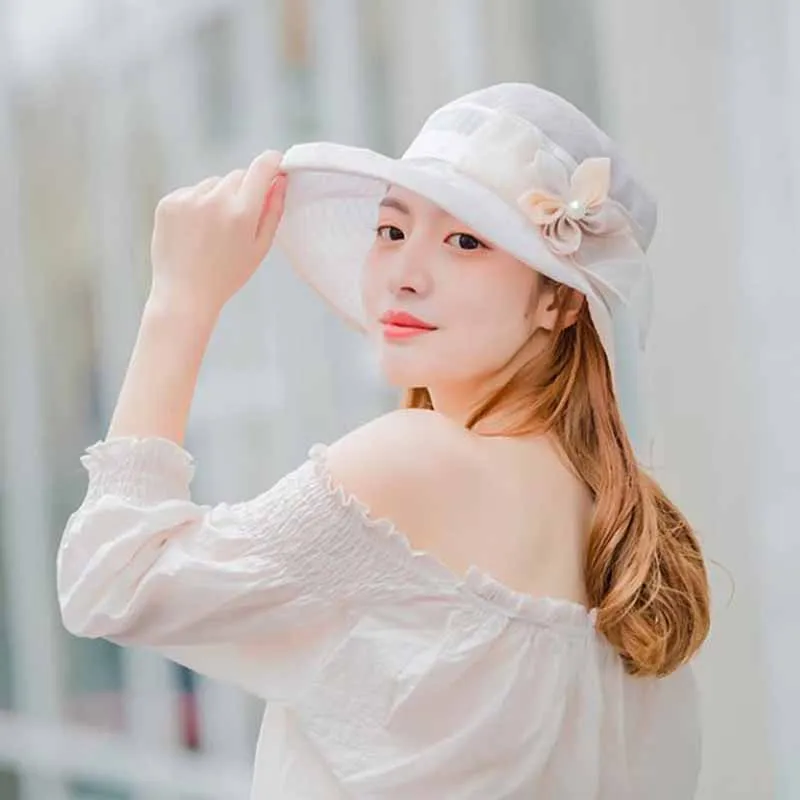 

Breathable Sunscreen Sun Hat For Lady Foldable Wide Brim Hat New Fashion Women's Beach Sun Hat For Girl