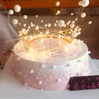 Жемчужная Принцесса Корона торт Топпер искусственный жемчуг головной убор weddingторт Декор