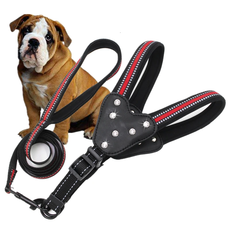 1 комплект проводов ошейник поводок Светоотражающие стразы из микрофибры ткань