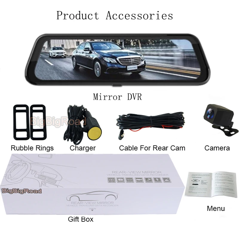 

BigBigRoad Car DVR Dash Camera Cam Stream RearView Mirror IPS Screen For Chery Arrizo 5 7 GX 5e e eQ1 eQ Tiggo 3xe e 3 8 3X 5X 7