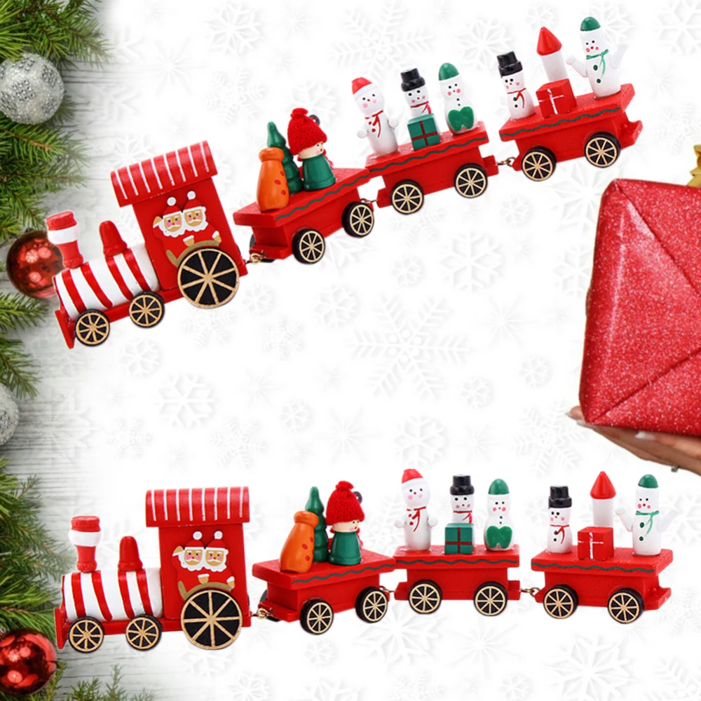 GJ Рождественский деревянный поезд Снежинка окрашенная атмосфера рождественские