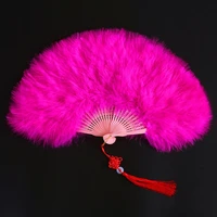 1pcs performance fan fluffy feather hand dance stage show props wedding party decoration feather fan for elegance ladies