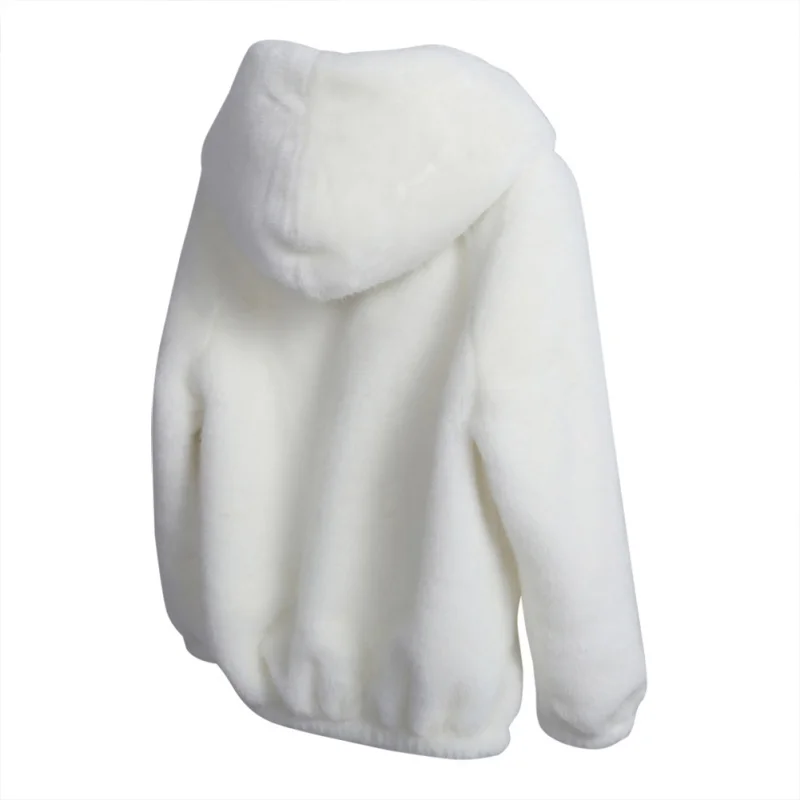 Зимняя теплая Женская флисовая куртка плюшевая с капюшоном большого размера