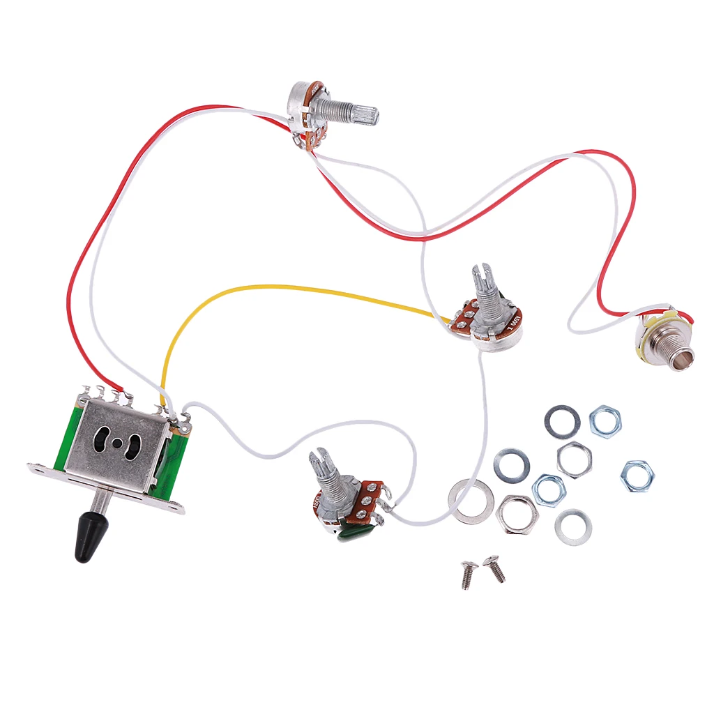 

Качественный жгут проводов для гитары 1V2T 1 jack 500K Pots 5-ходовой переключатель для