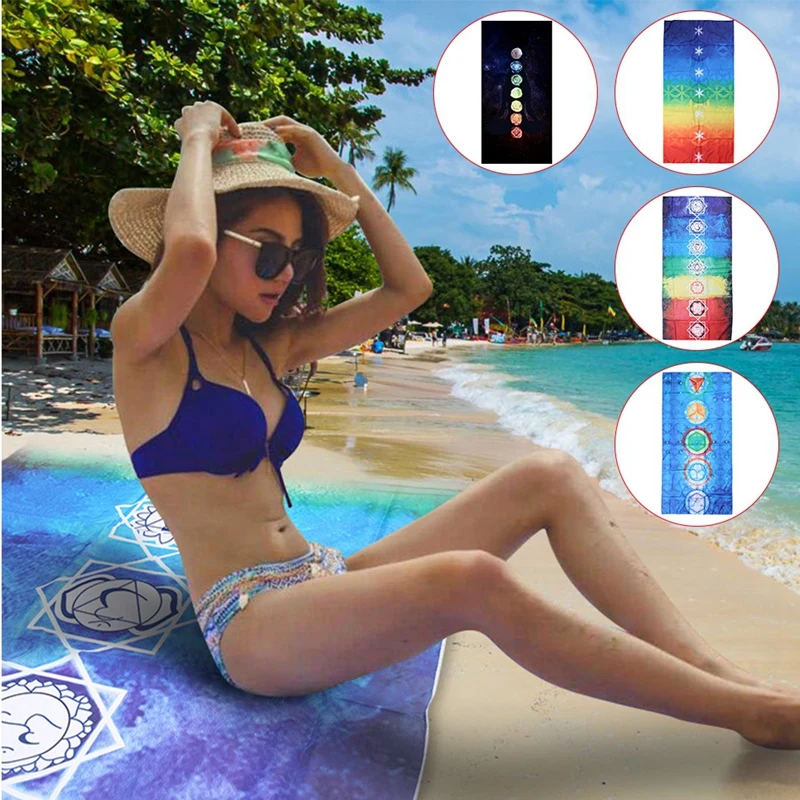 7 Chakra Colored Tapestry Rainbow Stripes Yoga Mat Bohemia Wall Hanging India Mandala Blanket |