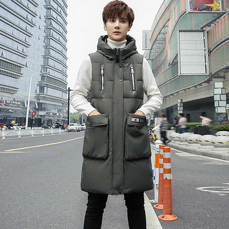 

Мужской повседневный жилет с капюшоном, однотонный жилет PrimaloftOne без рукавов с большими карманами, безрукавка в Корейском стиле, 2021