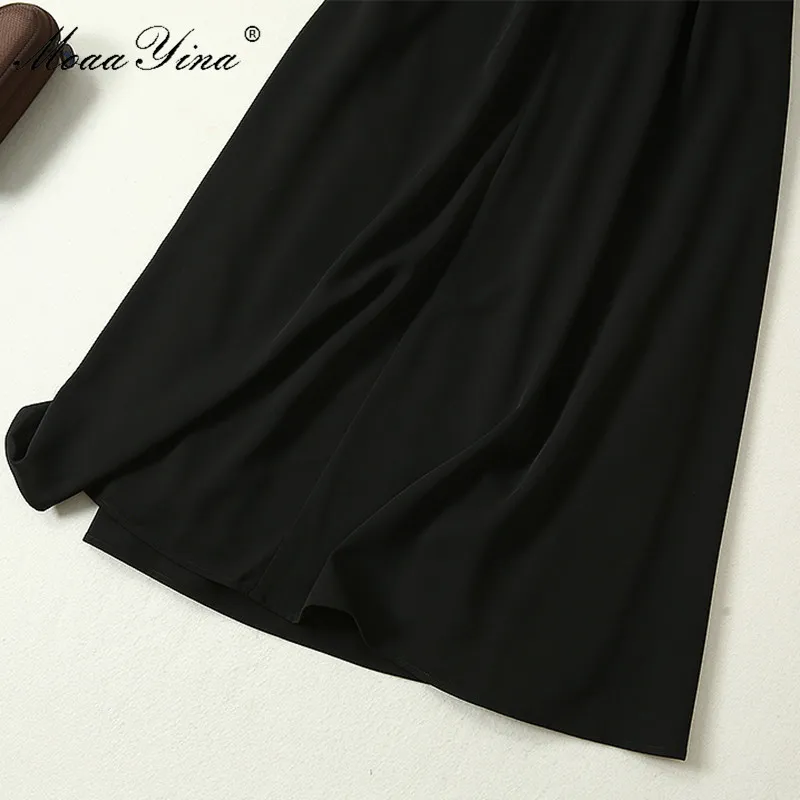 MoaaYina модное дизайнерское подиумное платье Весна Осень женское 3/4 рукав бант v
