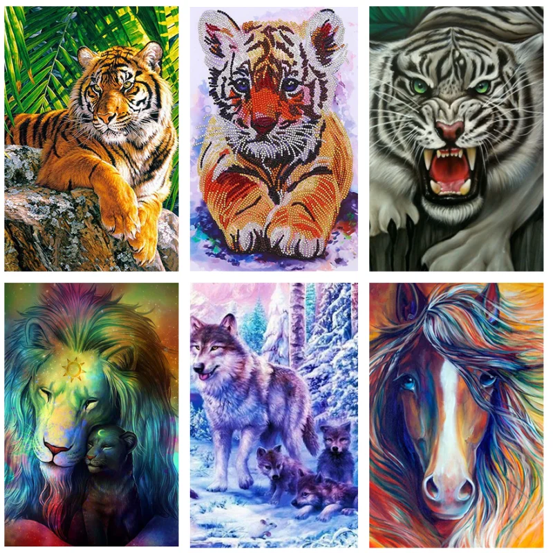 

5D DIY Diamond Painting Tiger lion Picture Diamond Embroidery Mosaic Animal Cross Stitch Home Decoration Wall Art Handmade Gift