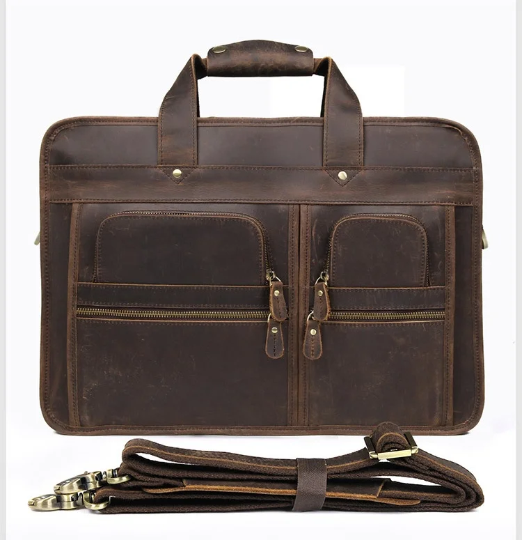 crazy horse leather2 Luufan Высококачественная официальная кожаная деловая сумка воловья сумка-портфель для 15 16 17 дюймов Сумка для ноутбука сумка на плечо двойного назначения - Цвет: crazy horse leather2