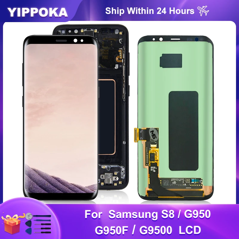 Pantalla LCD Super AMOLED para m&oacute;vil, digitalizador de pantalla t&aacute;ctil para Samsung Galaxy S8, G950F, G950, G955F, G955-0