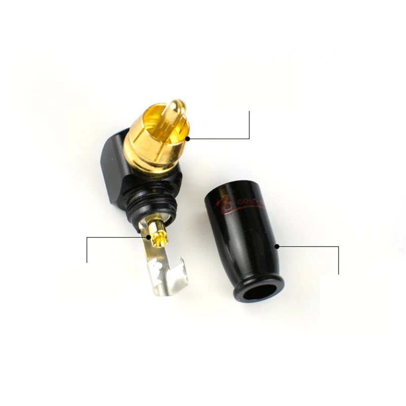 2 шт. DIY RCA разъем тип припоя крепление кабеля Мужской Аудио Видео пайка AV угловой