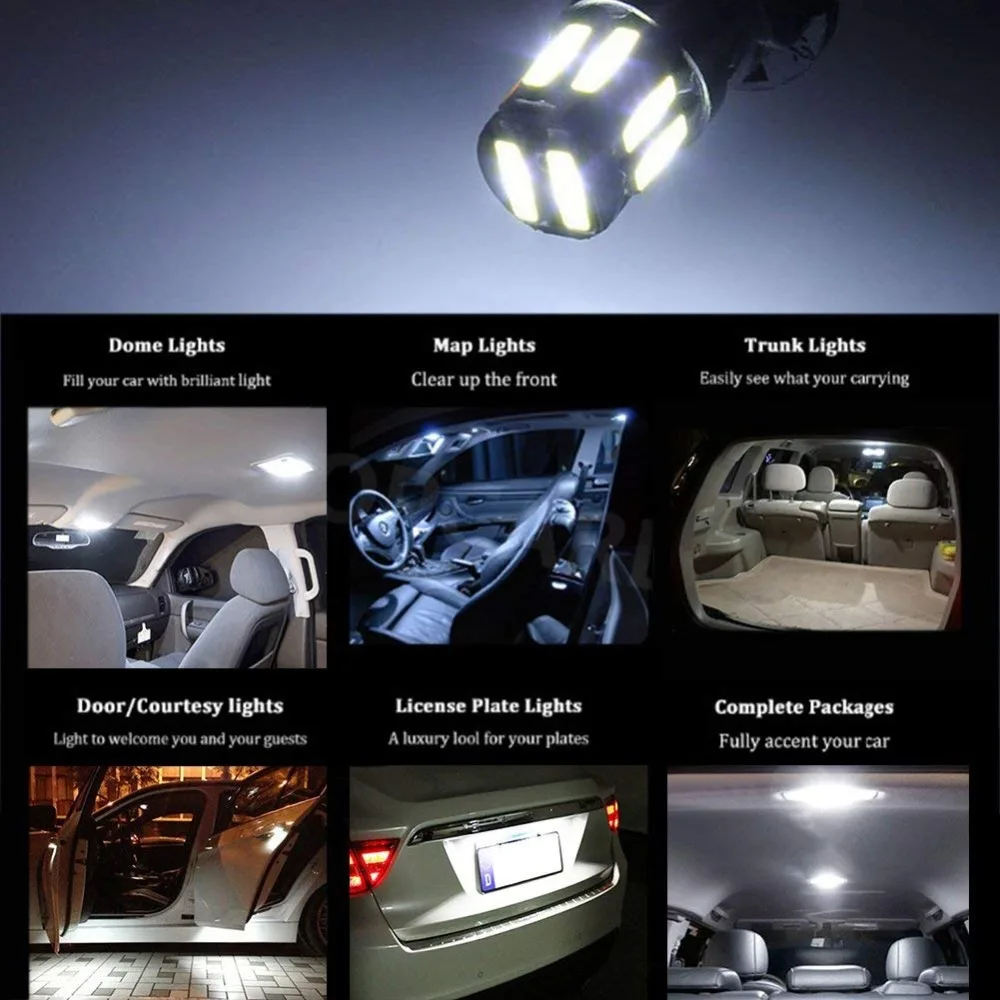 4 шт. Автомобильные светодиодные лампы T10 LED 194 168 W5W 10-7020 SMD с клиновидным цоколем