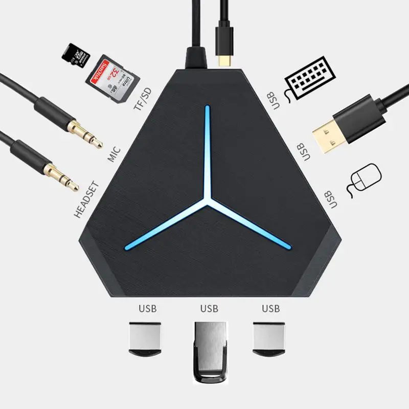 6 портов usb-хаб разветвитель кабеля с устройство для чтения карт SD TF Mic AUX классный