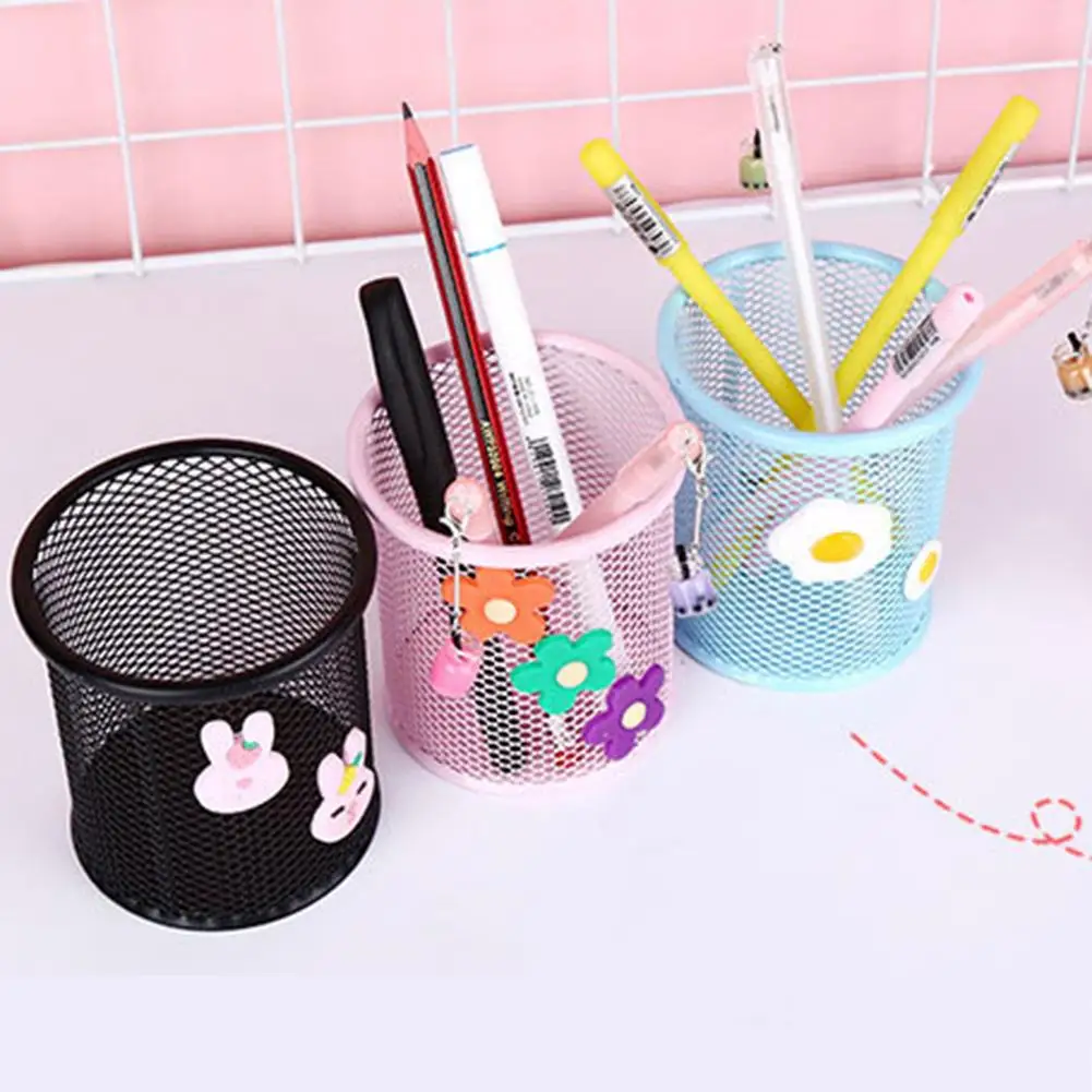 Мультяшный круглый держатель для ручек металлический сетчатый полый