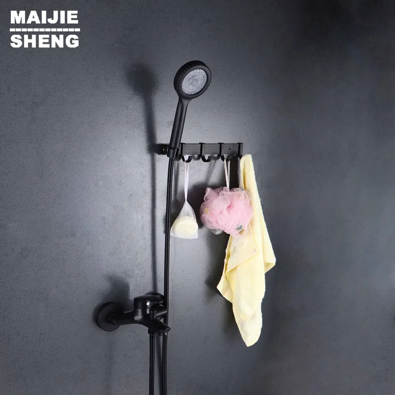 

Простой черный смеситель для ванны, Набор смесителей для душа, черный смеситель для горячей и холодной воды, настенный смеситель для ванны, душевой смеситель в стиле ретро, простой набор для душа