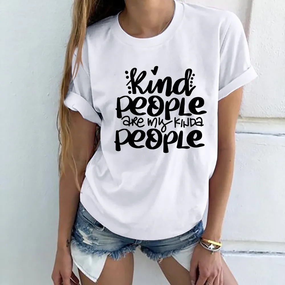 Модная женская футболка с надписью Kind People Повседневная Harajuku коротким рукавом и