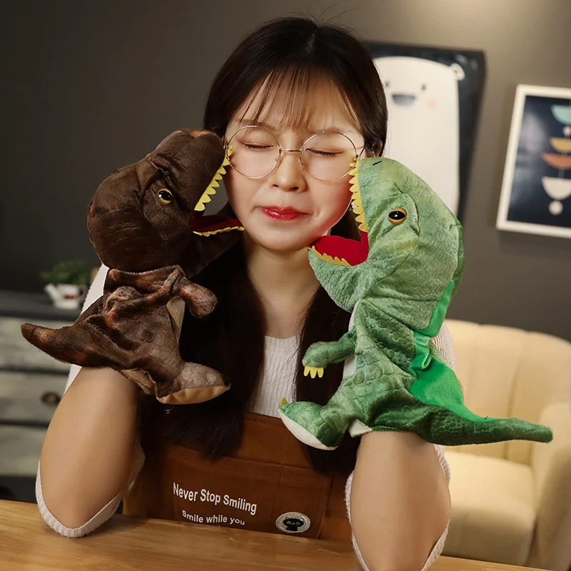 

Hot Cute Glove Dinosaur Plush Hand Puppets Soft Stuffed Cartoon Story Telling Learning Funny Accompany Toy Baby Birthday Gift