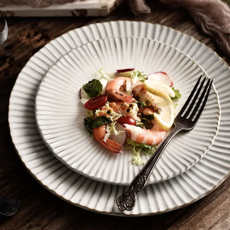 

White Big Ceramic Plate Set Kitchen Restaurant Dishes Party Dinner Western Steak Salad Cake Snack Dinner Plate Set