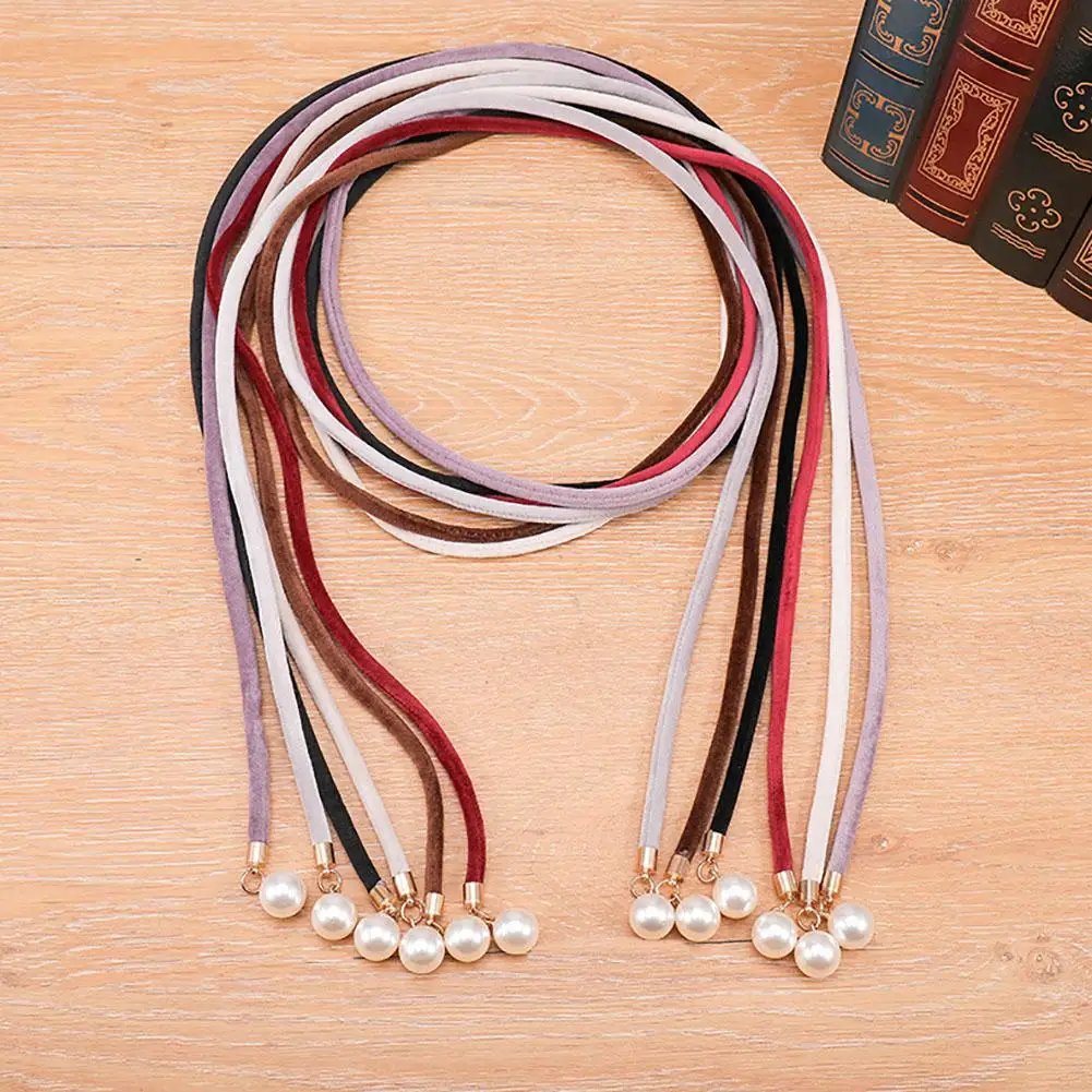 

New fashion decorative beaded belt knit pearl belt women's stretch simple ladies belt dress