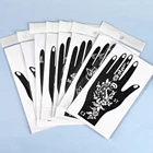 8 наборов ручной тату полые рисунок Шаблон трафарет для татуировки хной, временый боди арт, Стикеры инструменты для свадьбы Индии цветок трафарет для нанесения татуировки