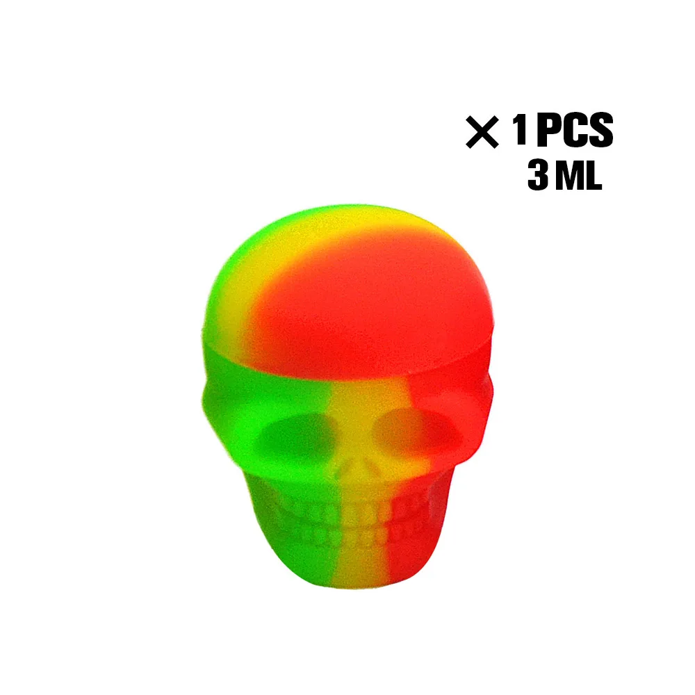 RedYellow-Green 3ML 2 размеры силиконовый контейнер антипригарное силиконовые баночки контейнеры для хранения масла ящик для банки контейнер Череп Форма - Цвет: RedYellow-Green 3ML