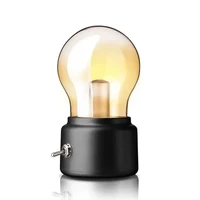 retro bulb lamp usb charging portable mini desktop light bulb shape small night light