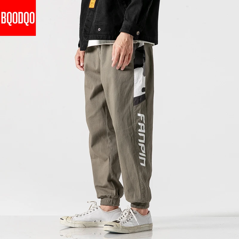 Брендовые повседневные штаны шаровары для мужчин с буквенным принтом Осенние