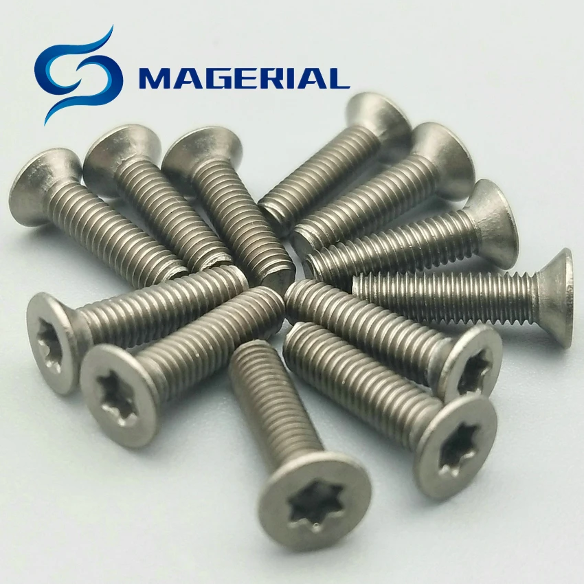 24 шт. Torx винты с потайной головкой Ti винты M4 8/10/12 мм Титан винт с плоской Torx Титан болты Ti крепежа ISO14581