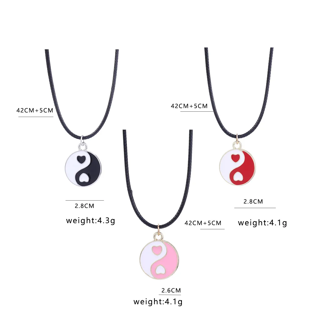 Красное черное модное ожерелье с любовью круглая китайская Сплетница Инь-Янь