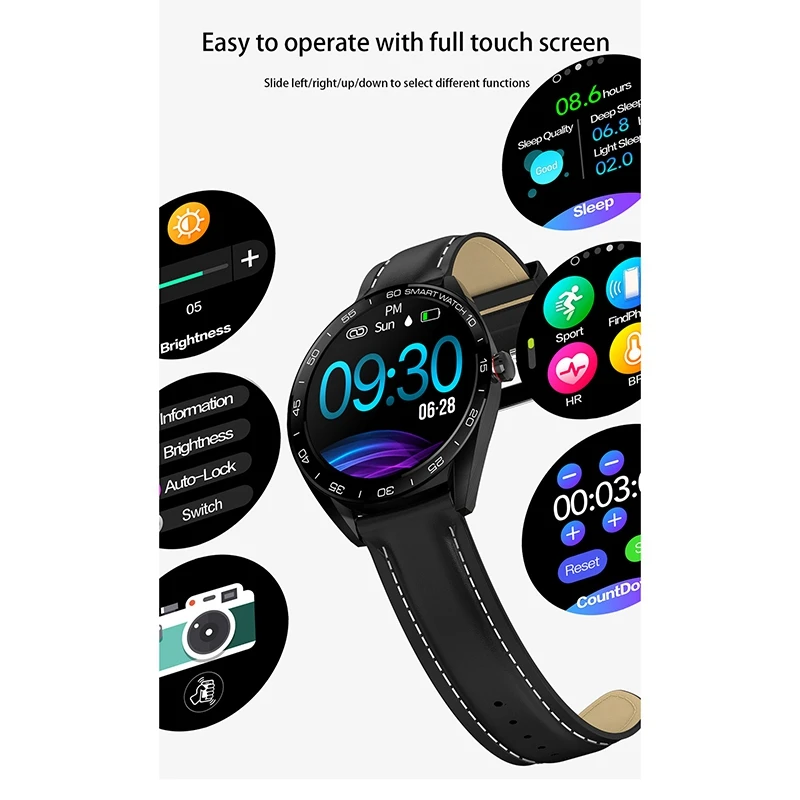 

K7 IP68 Waterproof Smart Watch 1.3-Inch Full Press Screen Supports Multi-Language and Multi-Sport Mode Silver Brown