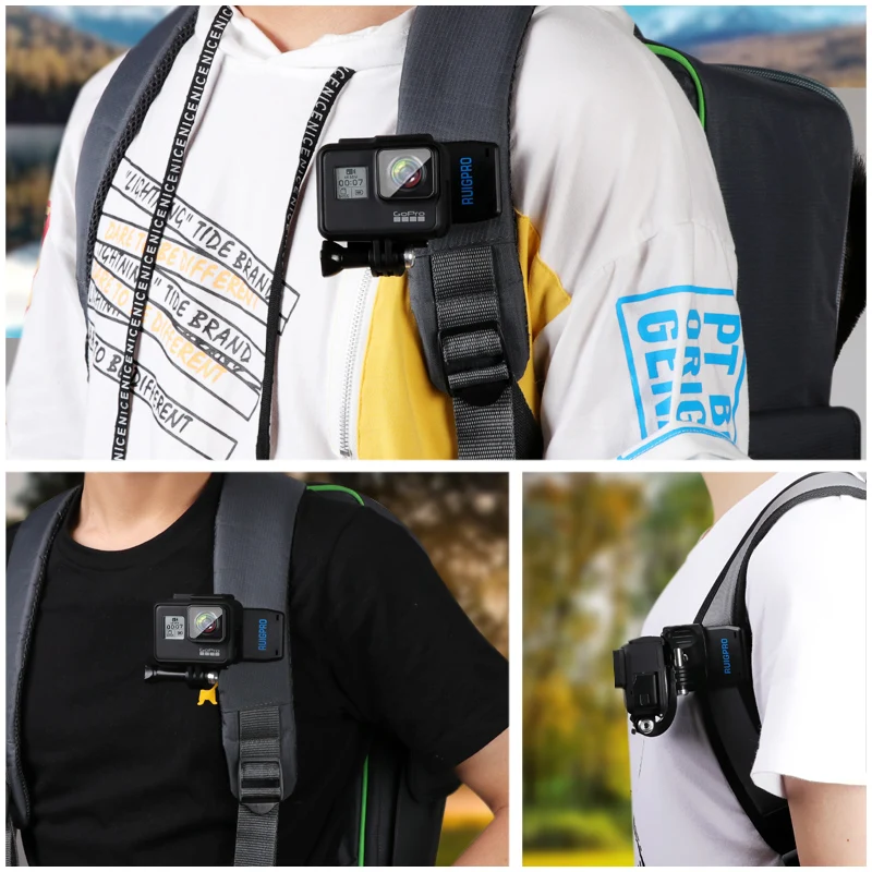 360 градусов вращения Рюкзак Сумка зажим для GoPro Hero 8 7 6 5 4 Xiaomi yi SJCAM SJ4000 DJI аксессуары для экшн-камеры