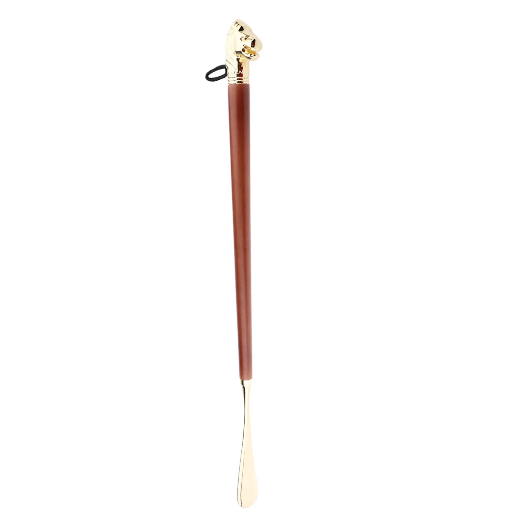 Shoe Horn 58cm Retro Durable Lion Head Long Metal Shoehorn Brown Wood Handled Shoe Lifter Spoon 58cm