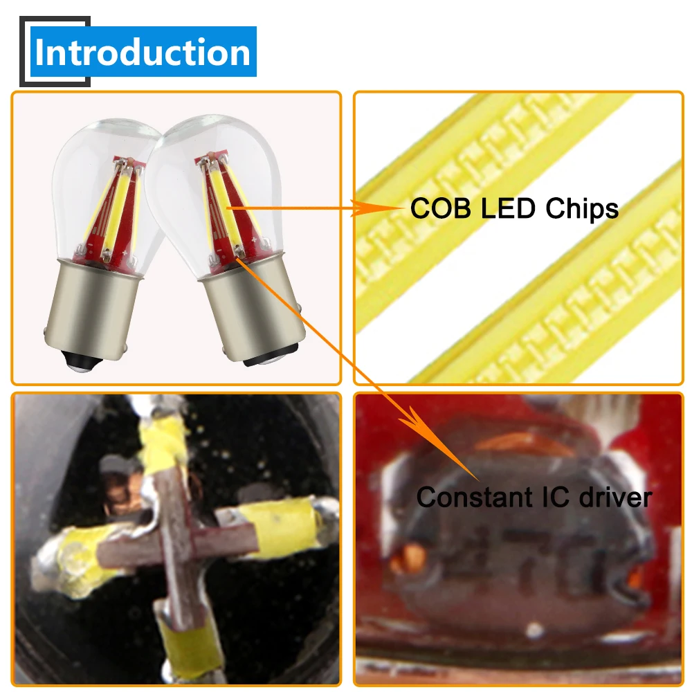 4 шт. 12 в постоянного тока COB 40 SMD BS S25 1156 BA15S P21W BAU15S Py21W 1157 BAY15D белый сигнал