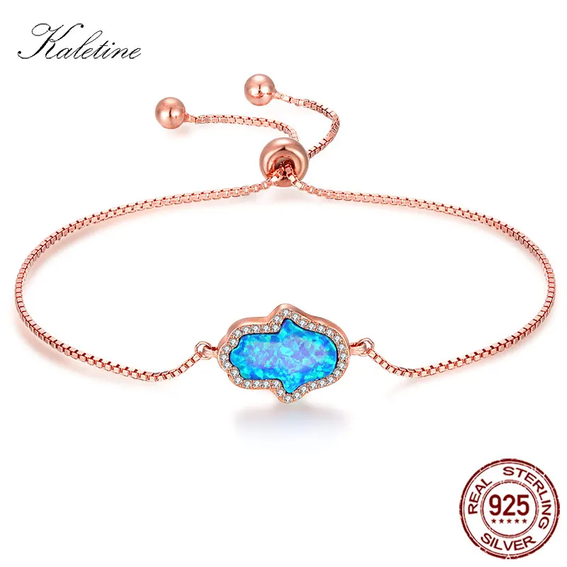 Женские браслеты Kaletine из стерлингового серебра 925 пробы с надписью &quotLucky Opal Hamsa Hand