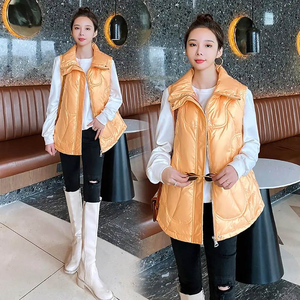 

PinkyIsBlack Women Autumn Winter Vest Jacket Female Fashion White Duck Down Vest Coat Casual Zipper Sleeveless Winter Waistcoats