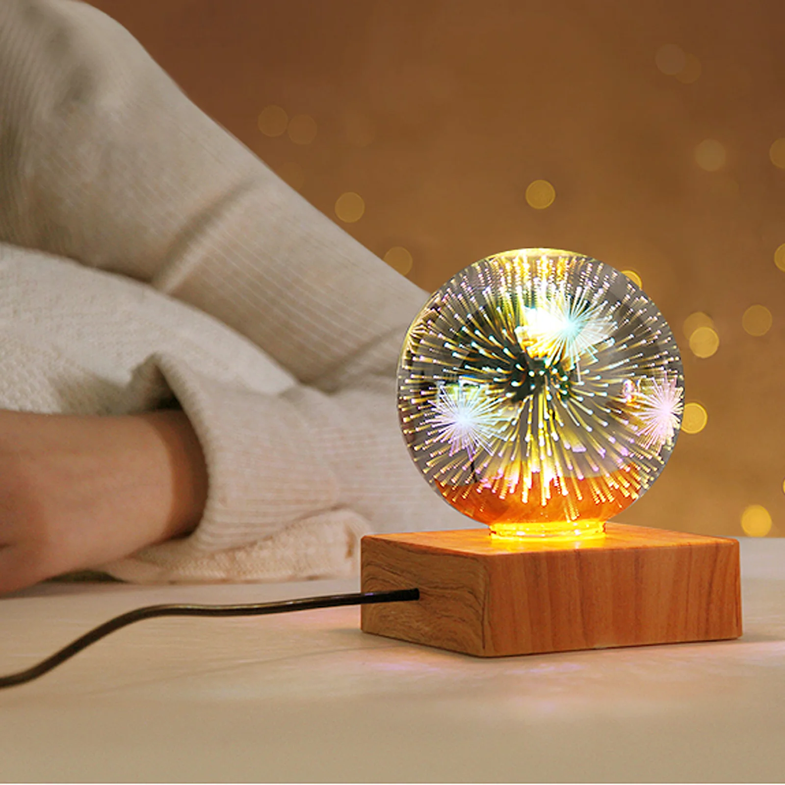 

Night Light Valentine's Day Gift 3D Firework Decoration Light Led Colorful Atmosphere Romantic Bedside Light USB Plug-In Light