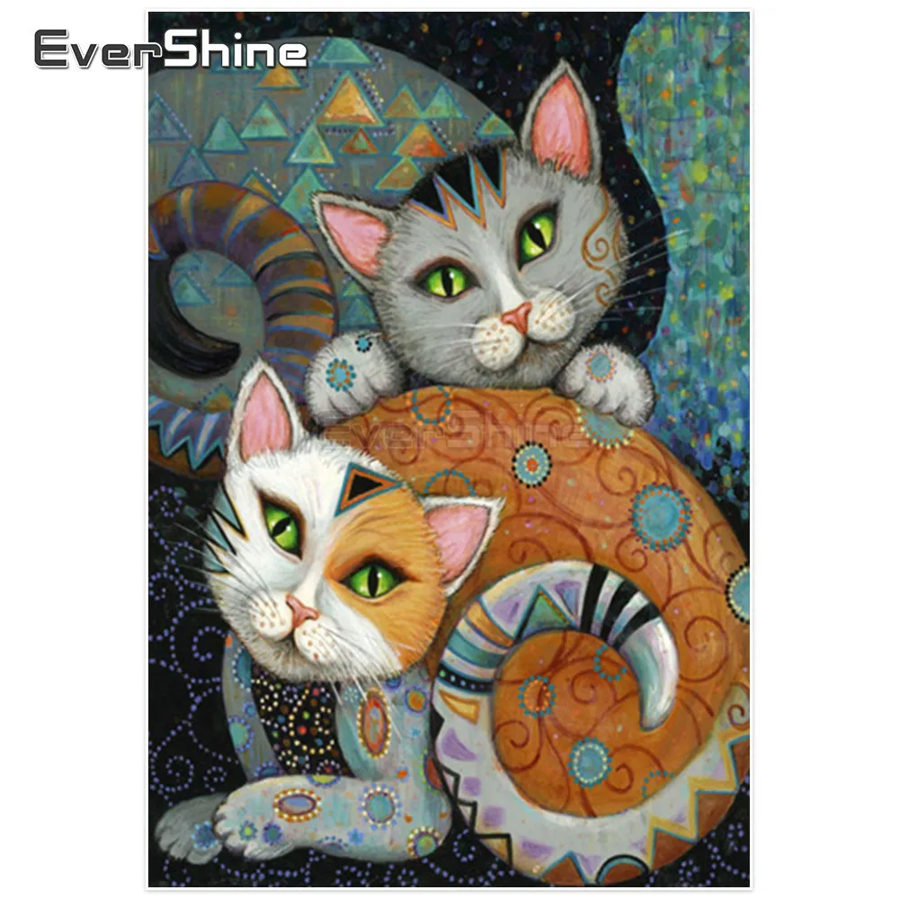 EverShine алмазов картина вышивки крестом Cat полный квадратный алмаз вышивка