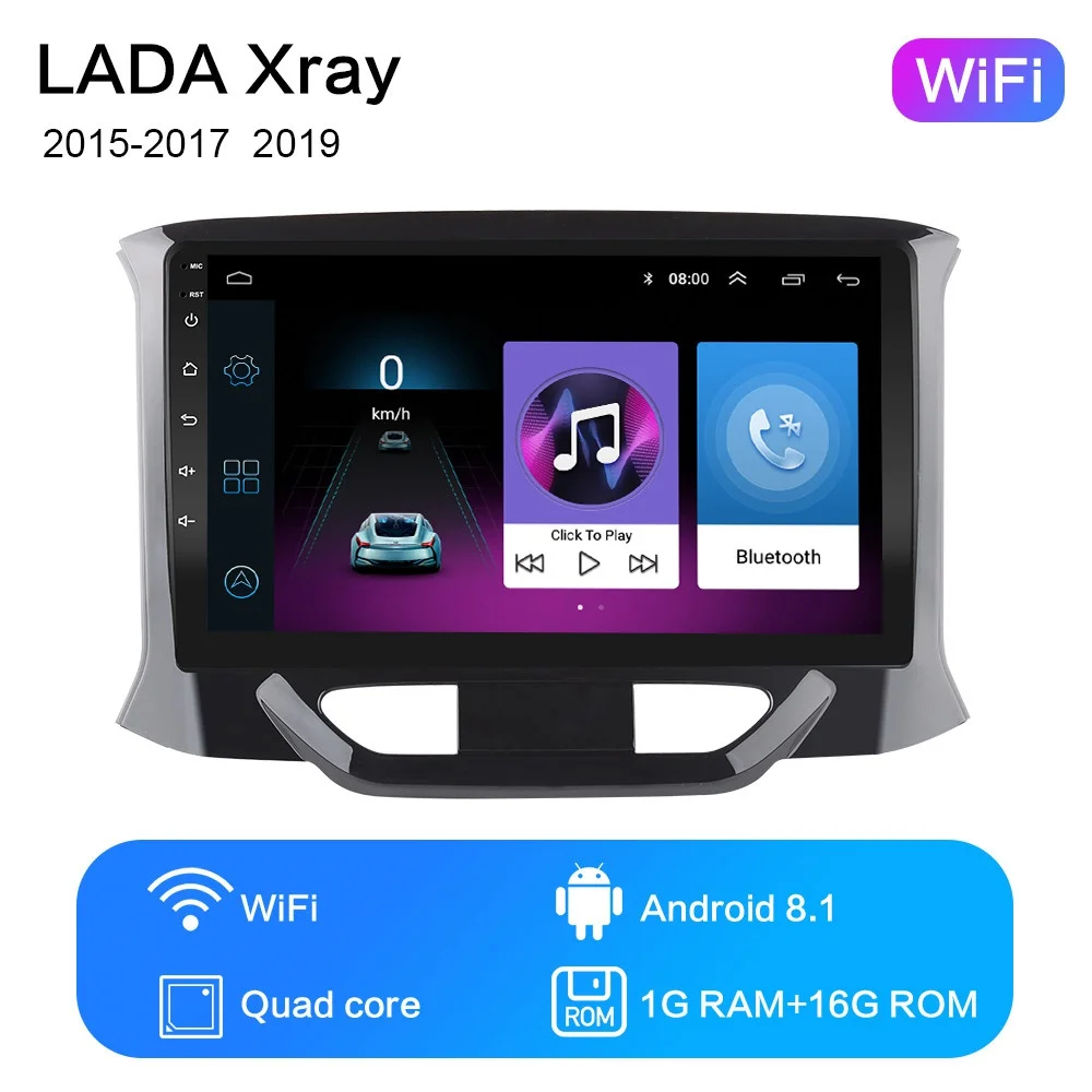 Черный 2G+ 32G " 2din Android 8,1 GO автомобильный DVD плеер для LADA X-Ray автомобиль радио gps навигации WI-FI DPS плеер - Цвет: Черный