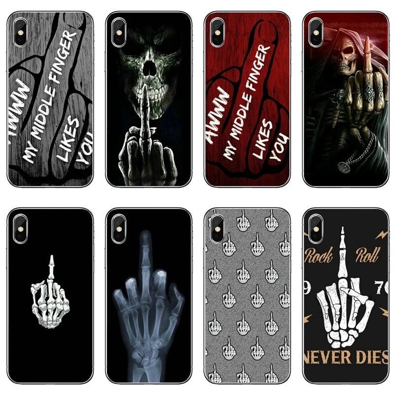 Black Skull Middle Finger Soft Silicone Phone Case For Samsung Galaxy J7 J5 Prime pro J3 A7 A5 A3 2018 2017 2016 2015 | Мобильные