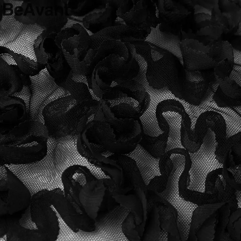 BeAvant Сексуальная кружевная блузка с прозрачной сеточкой Женская водолазка