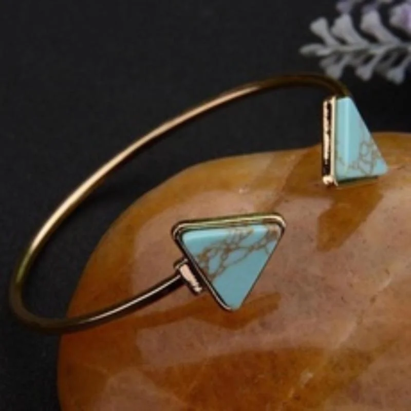 Популярный браслет Pierre Marbre Стильный Браслет Bijoux 2cp rеtro triangle Ouvert подходит для